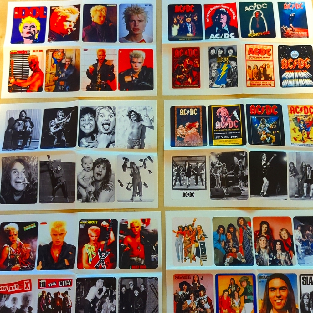 Rock N Roll Stickers Lot(48) New AC/DC,Billy Idol,Ozzy, Slade